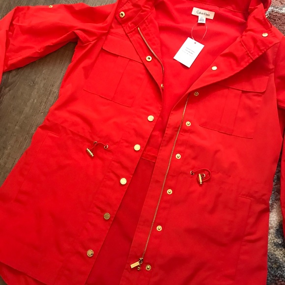 NEW Calvin Klein red hooded jacket size small - Picture 7 of 7
